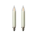 hellum Zapasowe świece LED z filamentem 8 V, 0,5 W, do łańcuchów świetlnych i łuku, 2 sztuki świec trzonkowych E10 (Ø 10 mm) pasują do 30 punktów świetlnych, 17 lumenów, zapasowe świece, łańcuch