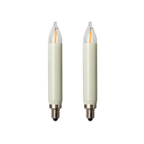 hellum Zapasowe świece LED z filamentem 8 V, 0,5 W, do łańcuchów świetlnych i łuku, 2 sztuki świec trzonkowych E10 (Ø 10 mm) pasują do 30 punktów świetlnych, 17 lumenów, zapasowe świece, łańcuch