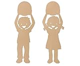 LEBENS-GROßE KINDER-FIGUREN: Die Holzschilder sind mit den Maßen von 52.5 x 156 x 1 cm (B x H x T) genau so groß wie Kinder und können als Infotafel, Willkommens-Aufsteller oder Verkehrswarnschild genutzt werden.