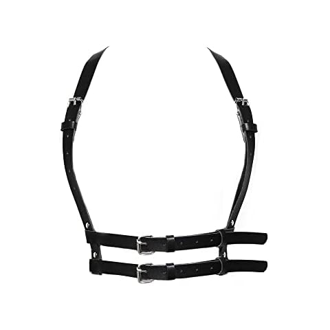 Lilingyu Punk Cinturón de Cintura Cuerpo de Cuero Cadena de Pecho Chaleco Gótico Negro Cinturón Joyería Corporal Ajustable Cover