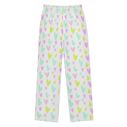 J JOYSAY Scattered Heart Shape White Pajamas Pants Soft Long Pajama Bottoms Lounge Sleep Pants Size S-XL