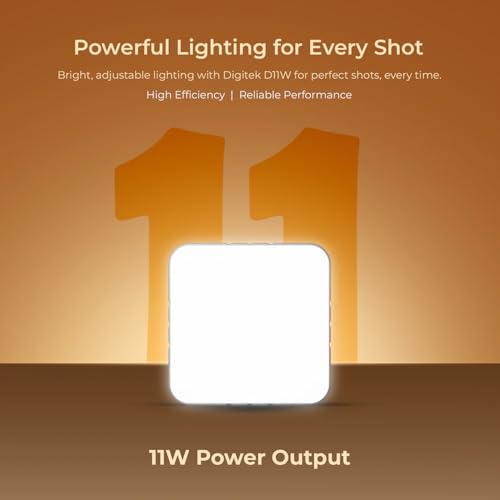 Image of Digitek (LED-D11W) Mini 11W Bi-Color LED Video Light with 120 Beam Angle, 2000mAh Battery, Brightness Adjustment, 2500K-9900K, Type-C Charging, 1 /4 inch Mount, 40 LEDs Bulbs, for Vlogs & Live Streaming