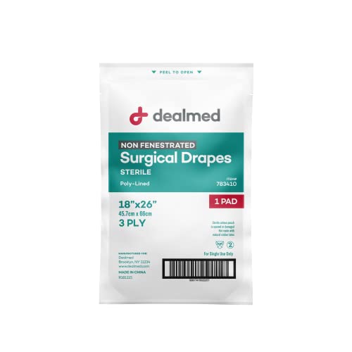 Dealmed Non-Fenestrated Sheets – 50 Count 3-Ply Poly-Lined Drape Sheets, Blue Material, Perfect For Hospitals, Medical Facilities, And Physicians’ Offices, 18" X 26" #TOP1