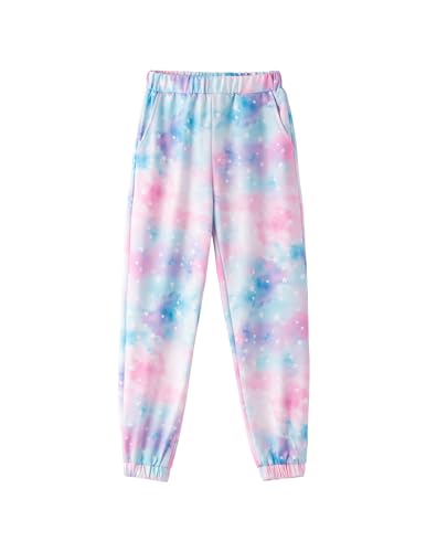Image of Arshiner Girls 2 Piece Outfits Kids Trendy Tie Dye Sweatsuits Sets | Size 5-14Y, Girls 2-Piece Tracksuit Set, Tie Dye Print, Long Sleeve Top & Jogger Pants, Soft Polyester, Elastic Waistband