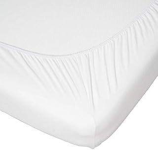 Travel Cot Fitted Sheets Pack of 2 - 100% Cotton Jersey Bed Covers in White by Proheeder - Travel Cot Sheets 95 x 65 x 7 cm - Premium Fitted Sheets - Made in Portugal by Proheeder