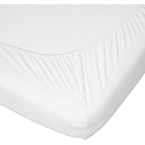 Travel Cot Fitted Sheets Pack of 2 - 100% Cotton Jersey Bed Covers in White by Proheeder - Travel Cot Sheets 95 x 65 x 7 cm - Premium Fitted Sheets - Made in Portugal by Proheeder Cover
