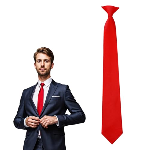Yolev Clip on Ties for Men Solid Color Pre Tied Tie 20 Mens Suit Dress Neck Tie for Wedding Office Graduation Formal Business Party (Red)