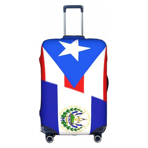 Travel Luggage Cover Half Puerto Rico Half El Salvador Flag Fashion Washable Baggage Suitcase Protector Fit For Luggage Medium
