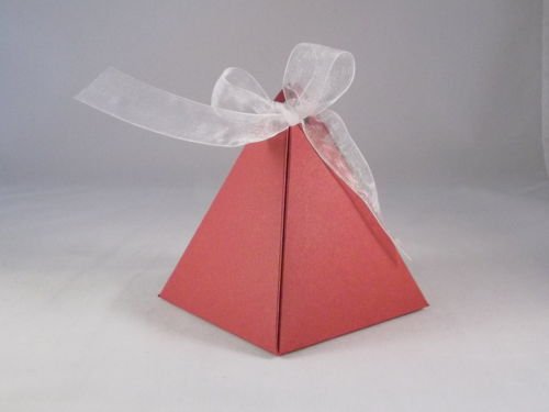 50 x Wine Red Pyramid Wedding Favour Boxes