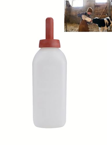 2.11 Quart Calf Milk Bottle with Replacement Nipple,Plastic Feeding Bottle for Calves, Farm Animals & Livestock