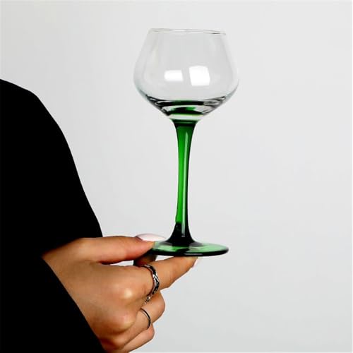 Flauta de champán con tallo verde de 4.5 oz y copa de vientre grande 6