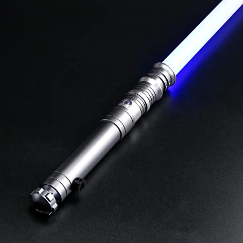 Replica Light Saber with 16 Set Sound Fonts Force FX Lightsaber 12 RGB Color Chageable Light up Sword Support Heavy Dueling (TSK-E11-A Gray)