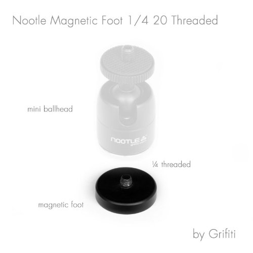 Grifiti Nootle imán pie 1/4 20 con rosca para MINI bola Jefes, pan Jefes, iPad trípode Mounts, cámaras, los titulares de iPhone, soportes, stands de música, y fotografía luz Stands