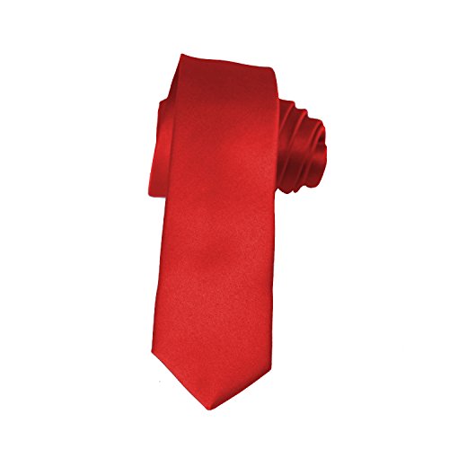 K. Alexander Skinny Red Tie 2 Inch Solid Mens Tie Satin