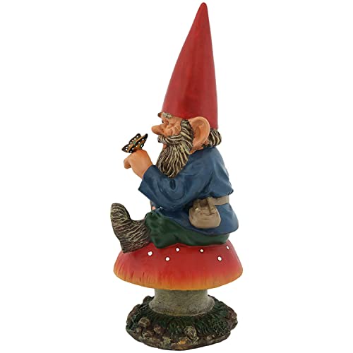 Sunnydaze Garden Gnome Adam The Playful With Butterfly, Outdoor Lawn Statue, 14 Inch Tall #TOP6