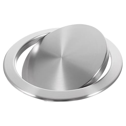 Image of Recessed Counter Top Cover 8.26 Inch Flush Trash can Lid Stainless Steel Built-in Flap Garbage can Cover for Kitchen Bathroom Office