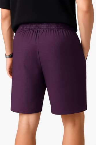 Image of Vogaan Men's Casual Slim Fit Shorts | Stylish Knee-Length Shorts with Elastic Waist | Summer Wear Short with Side Pockets for Gym Travel & Outdoor