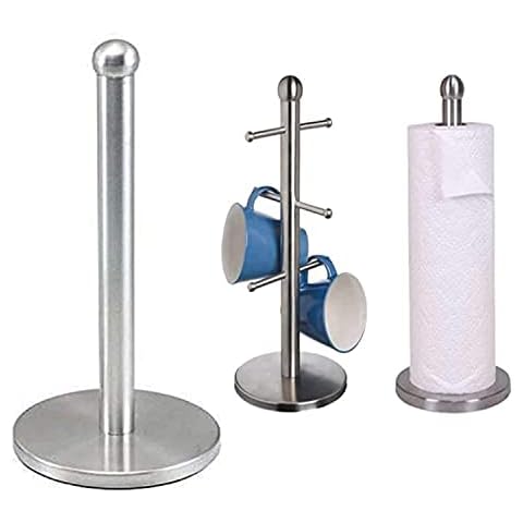 Kitchen Roll Holder Kitchen Roll Holders Free Standing Chrome Finish Kitchen Roll Stand Kitchen Holder Roll Free Standing Kitchen Towel Holders with Weighted Base, 35x15x15cm (Chrome) Cover