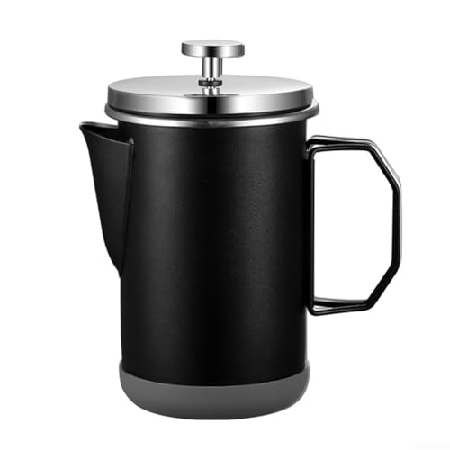 Cafetera de camping hecha de acero inoxidable 304 para verter sobre café, té y preparación de leche espumada (negro)