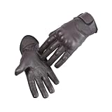 Guantes térmicos de piel marrón para motocicleta, de invierno, impermeables, con cierre de velcro en la muñeca (mediano)