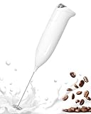 SIMPLETASTE Milk Frother Handheld Electric Foam Maker, Drink Mixer with Stainless Steel Whisk for Cappuccino, Bulletproof Coffee, Latte, Blizzard White, Without Stand, Battery Operated