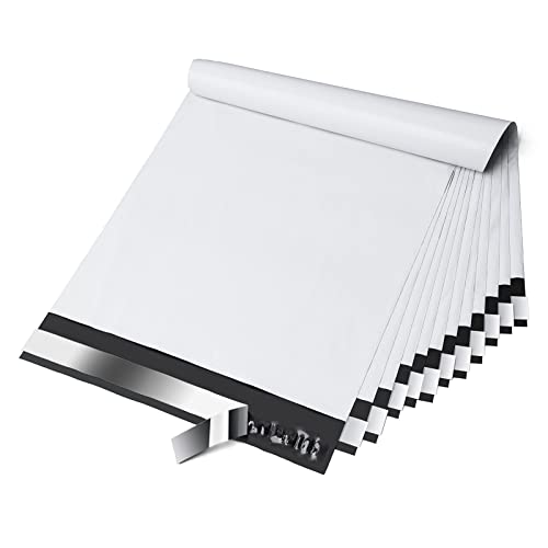 Fuxury Poly Mailers 10×13 Inch 100 Pack,Shipping Bags for Clothing,Strong Adhesive Mailing Envelopes,Self Seal Plastic Postal Return Package Bags for Small Business,White