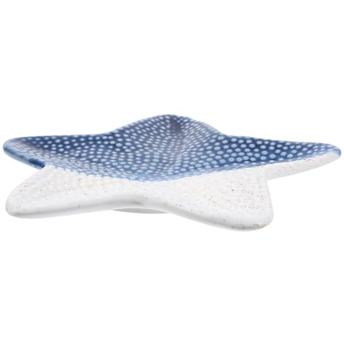 ARTSEWPLY Bandeja para Joyas Pequeña de Cerámica Azul Temática Oceánica Porta Anillos y Pendientes Estilo Mediterráneo Organizador Decorativo para Escritorio y Baño
