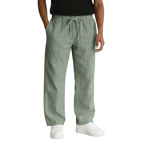 Sweat Pants Homme Eté Crayon Airness Sweat Pants avec Poches Solid Coton Plus Size Detent Casual Homme Sport Basic Taille Élastiquée Vert Clair