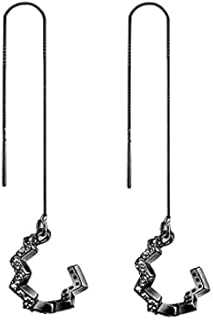 SLUYNZ 925 Sterling Silver Wave Cuff Earrings Wrap Tassel Earrings for Women Teen Girls Dangle Earrings Threader Chain