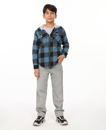 Image of ZENTHACE Boys Sherpa Fleece Lined Flannel Jacket