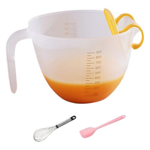 Colador de huevos de embudo con deflector, taza medidora de filtro, taza medidora de batidor de huevos, jarra medidora de diseño divertido, cuenco colador apto para alimentos, recipientes de medición