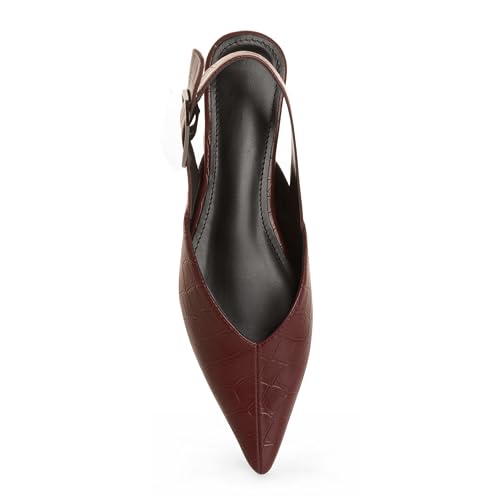 Image of Slingback Flat Shoes for Women Pointed Closed Toe Flat Mule Sandals Casual Comfortable Office Dressy Shoes
