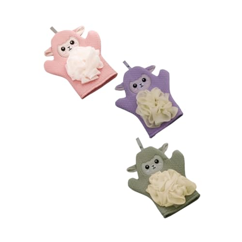 Ipetboom 3Pcs Bath Tools Cartoon Bath Flower Gloves Soft and Absorbent Bathing Mitts for Home Use and Gentle Skin Cleansing Present for Young