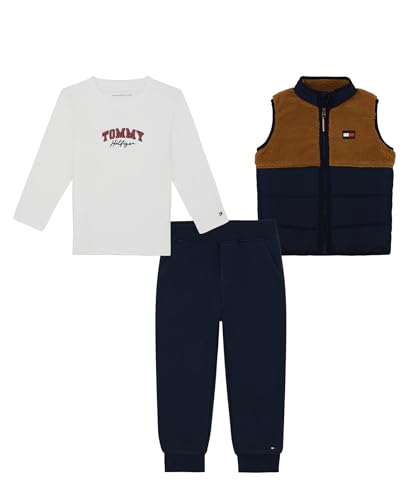 Image of Tommy Hilfiger Baby Boys' 3-piece Set, Vest, Knit T-shirt, Jogger Sweatpant