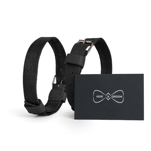 Image of Hide & Groom, Set of 2 Sleeve Garters for Men, Adjustable Straps for Arm Shirt, Anti-Slip Armbands, Full Grain Leather
