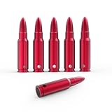 CTPAUITF Training Snap Caps Dummy Rounds, Durable CNC-Machined Aluminum Alloy Safe for Handling Drills & Dry Fire Practice, Ideal for Shooting Skill Training. (7.62x39mm-red（6 Rounds）)