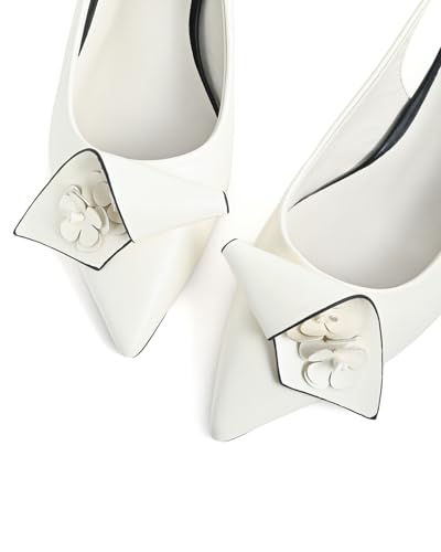 Slingback Heels Pumps for Women Closed Pointed Toe Low Chunky Heels Flowers Block Heel Dress Shoes Comfortable Ankle Strap Heeled Sandals2