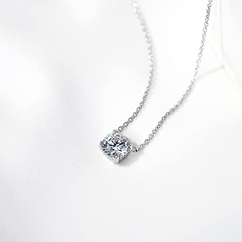 Amazon Collection Platinum or Gold-Plated Sterling Silver Round-Cut Infinite Elements Zirconia Solitaire Pendant Necklace