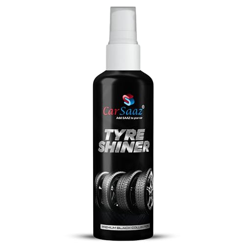 Image of CAR SAAZ Tyre Shiner 100ml | Car & Bike Tire Polish for Instant Shine | Prevents Fading and Cracking of Tyres | Shine & Protects | Non-Greasy, Long Lasting, Deep Gloss | Tyre Dresser Polish (100ml)