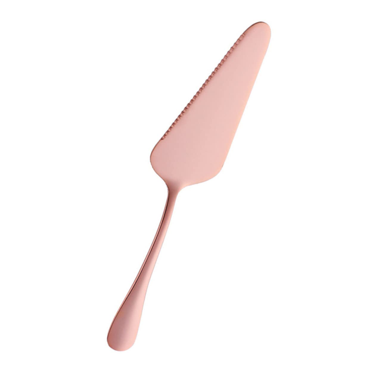 MUCKLILY Simple Rose Gold Stainless Steel Cake Shovel Serrated Baking Tool for Effortless Cutting of Cake Pizza and Cheese Ergonomic Design for Kitchen Use