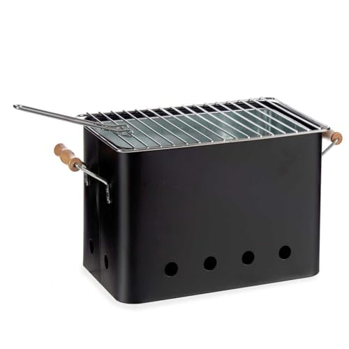 Barbacoa Portátil Rectangular con Asas en Color Negro – Ideal para Parrilladas al Aire Libre, Compacta y Fácil de Transportar (Rectangular)