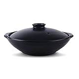 Black 1.25 Quarts Ceramic Stew Soup Hot Pot with Lid, Japanes Donabe Hot Pot, Stockpot Cookware for Multipurpose Use