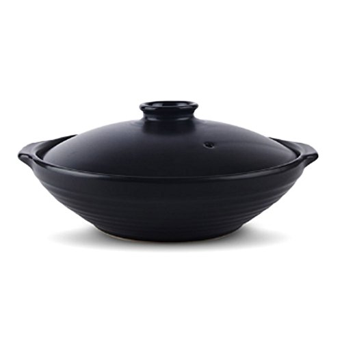 Black 1.25 Quarts Ceramic Stew Soup Hot Pot with Lid, Japanes Donabe Hot Pot, Stockpot Cookware for Multipurpose Use