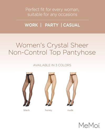 MeMoi Women's Crystal Sheer 12-Denier Non-Control Top Pantyhose2