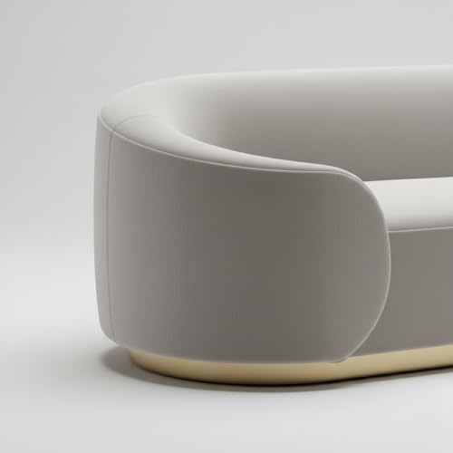 Image of Modern 3 Seater Sofa for Living Room | Premium Upholstered Soft Seating | Contemporary Designer Couch for Home, Lounge & Reception Areas | White | Marandi and Pine Wood