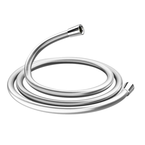 Cobbe Shower Hose 2m Smooth Silicone Shower Hose | Anti Twist Anti Kink Flexible Leakproof | Universal G1/2 Replacement Long Hose for Handheld Shower Bathtub Pet Washing Silver