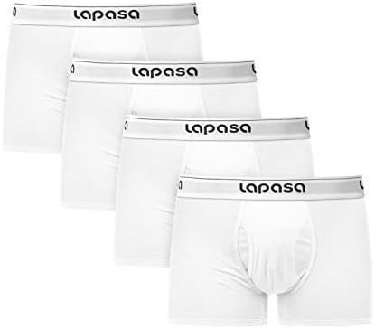 LAPASA Men's Cotton Stretch Briefs Bulge Pouch Underwear No Fly 4 Pack M04