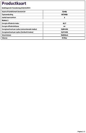 Candy Octa02I wentylowany piekarnik elektryczny, 65 l, klasa energetyczna A+