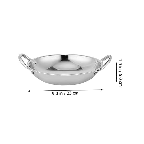 Olla para cocinar wok de acero inoxidable con doble asa miniatura 3