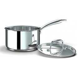 Ciwete 2 Qt Sauce Pan with Lid, Tri Ply Stainless Steel Saucepan 2 Qt with Stainless Steel Lid, 2 Measuring Lines, Upgraded Packaging, Cool Ergonomic Handle, Dishwasher & Oven Safe